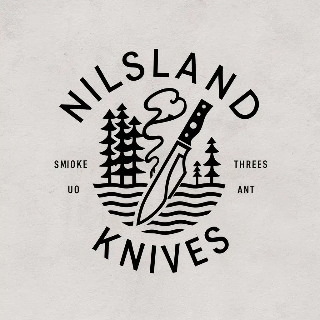 LOGO Design For Nilsland Knives Japanese Knives Amidst Serene Forest and Water