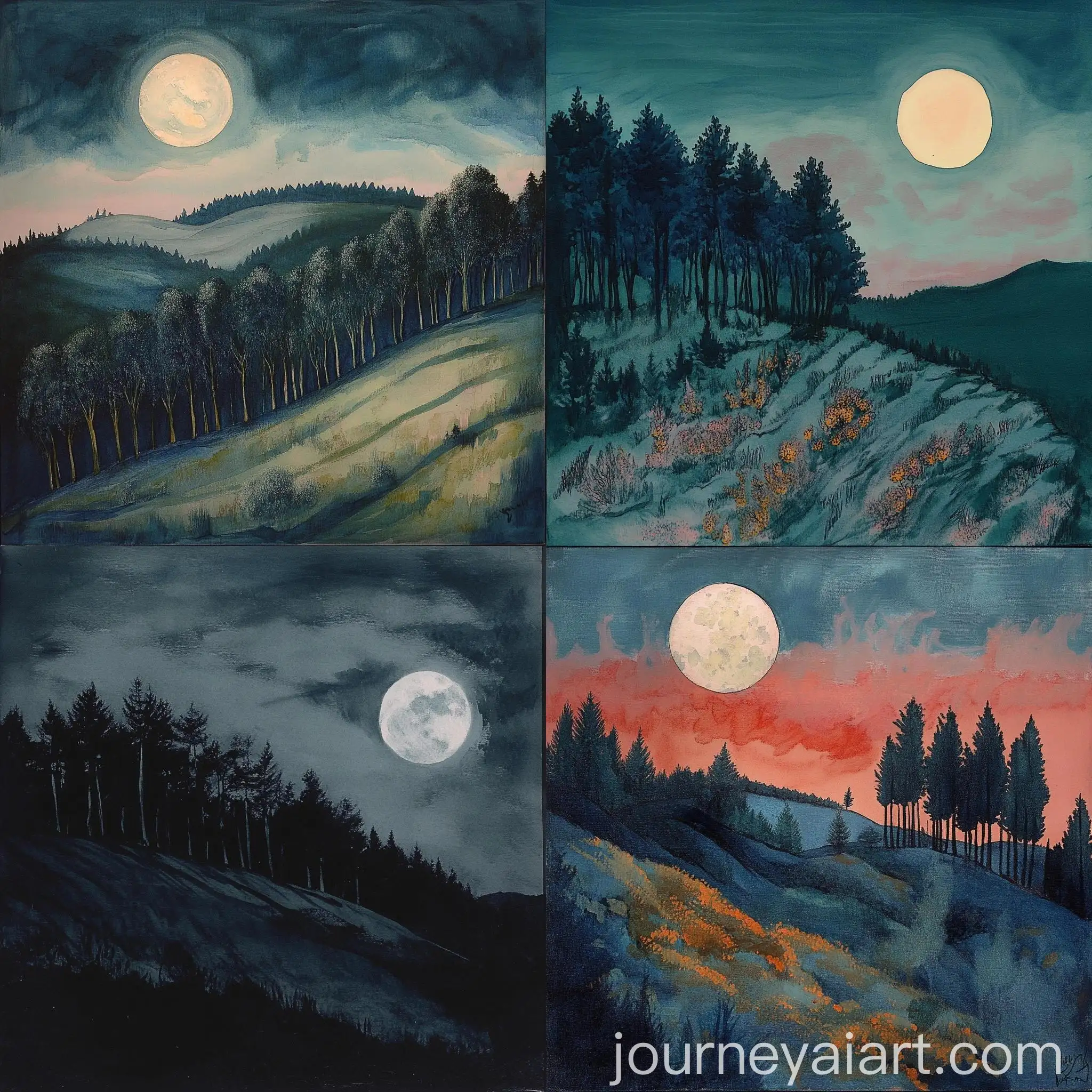 Moonrise-Over-Forest-Illuminating-Hillside