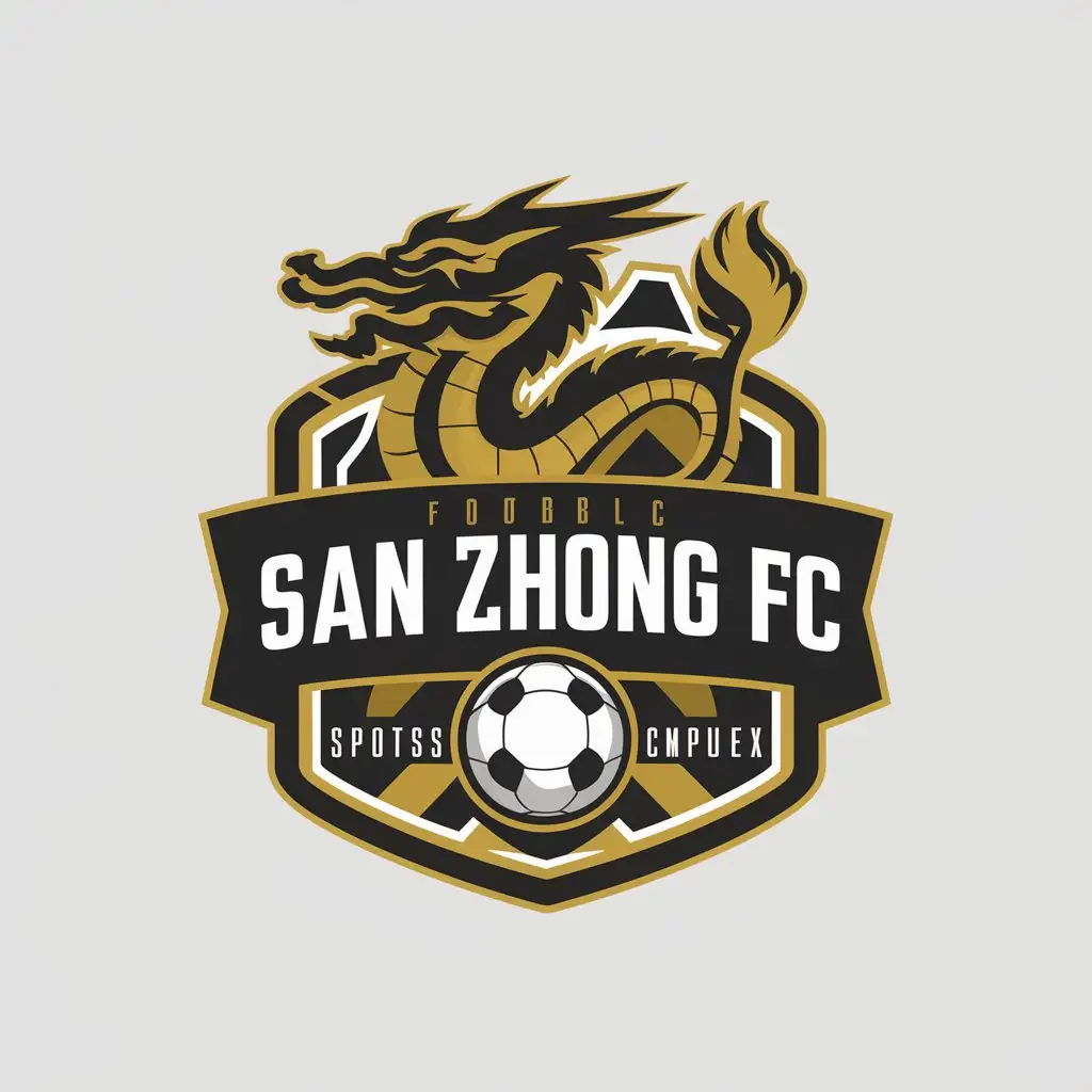 LOGO-Design-For-San-Zhong-FC-Dynamic-Football-and-Dragon-Theme