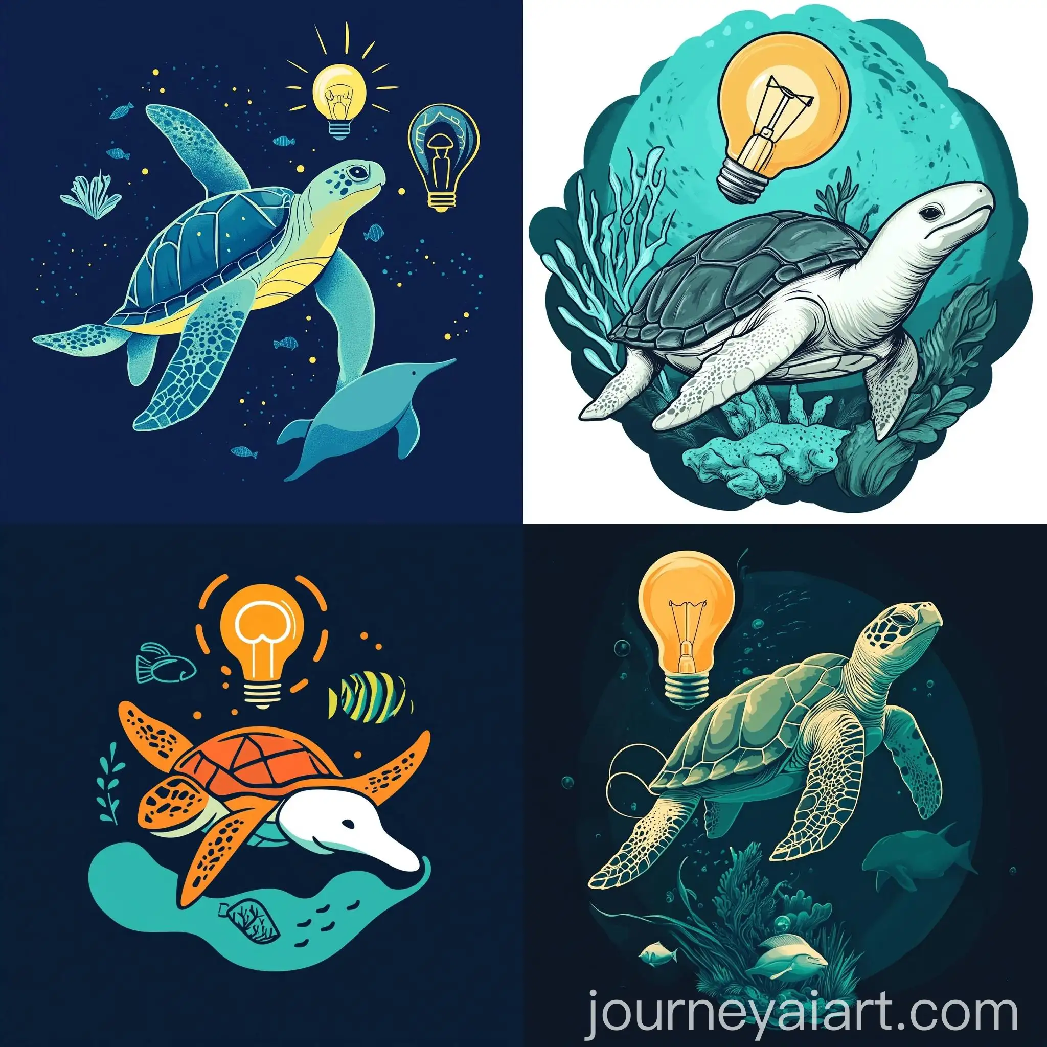 Marine-Turtle-Dugong-and-Light-Bulb-Icon
