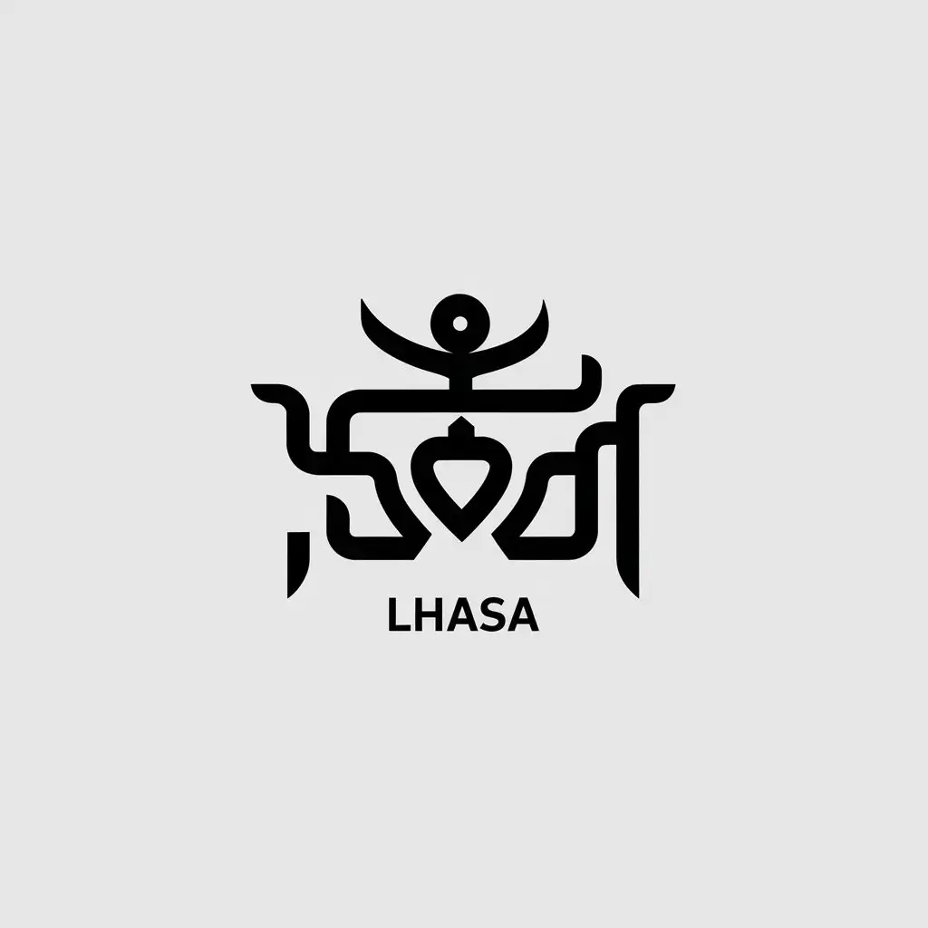 LOGO-Design-For-Lhasa-Minimalistic-Tibetan-Script-Ox-Symbol-for-Travel-Industry