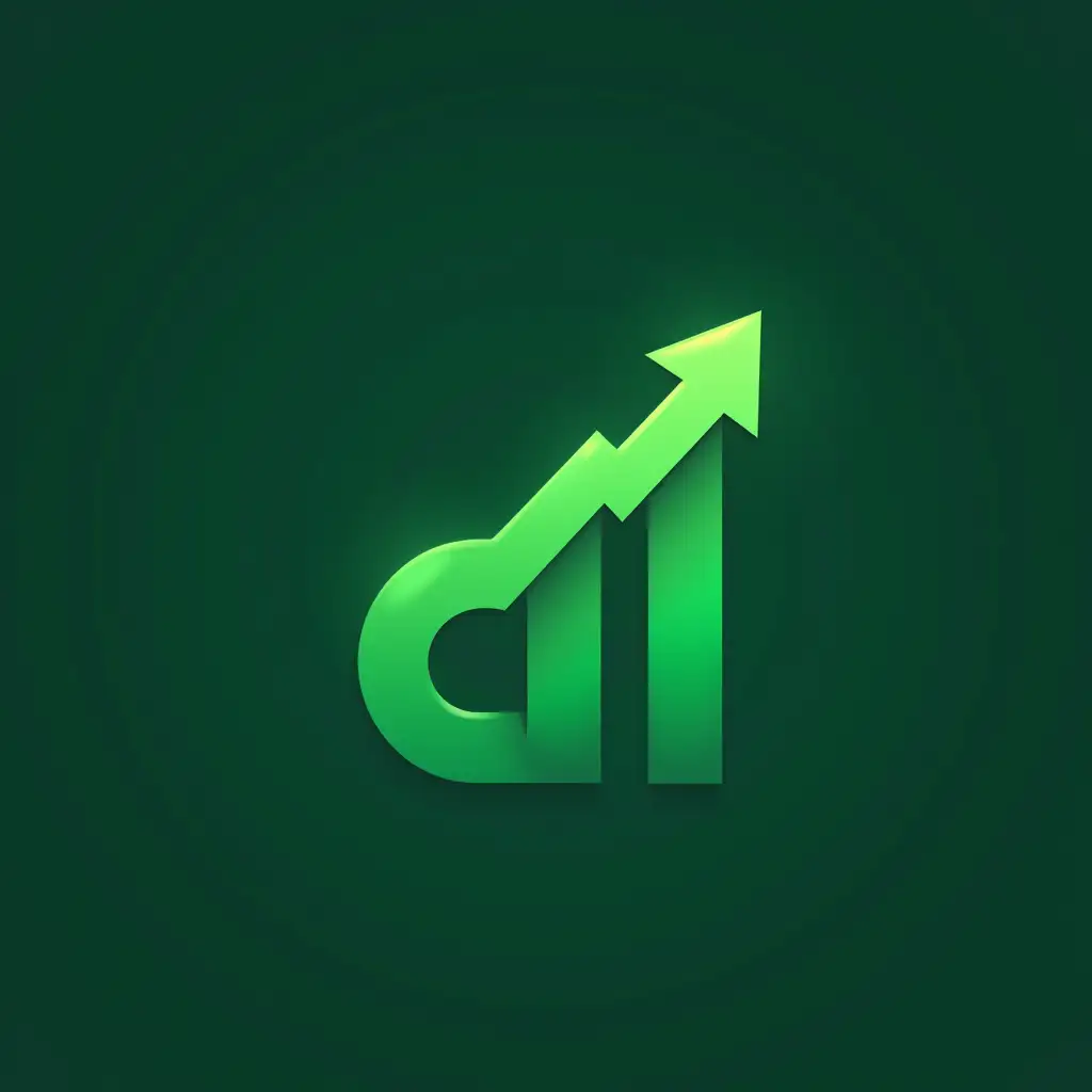 Design a logo for chainfree.dev that shows the rising stock market, using light green as the main color