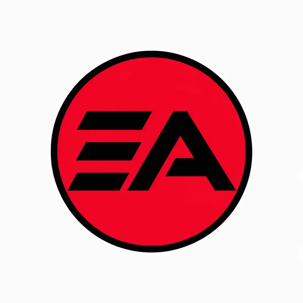 LOGO-Design-For-EA-Red-Background-with-Black-Letters-for-Games-Industry