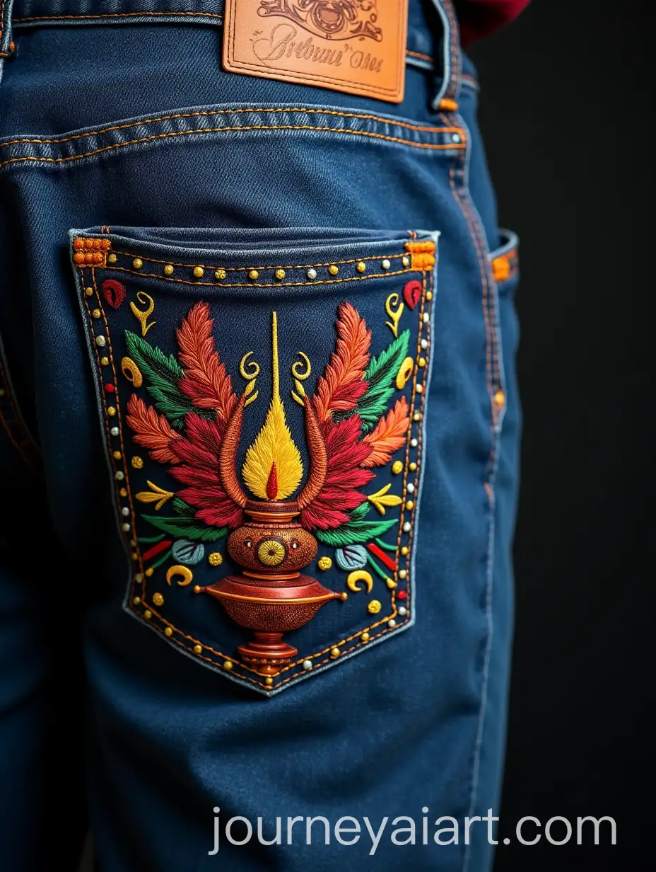 Mens-Jeans-Pocket-Embellished-with-Intricate-Indian-Lamp-Embroidery