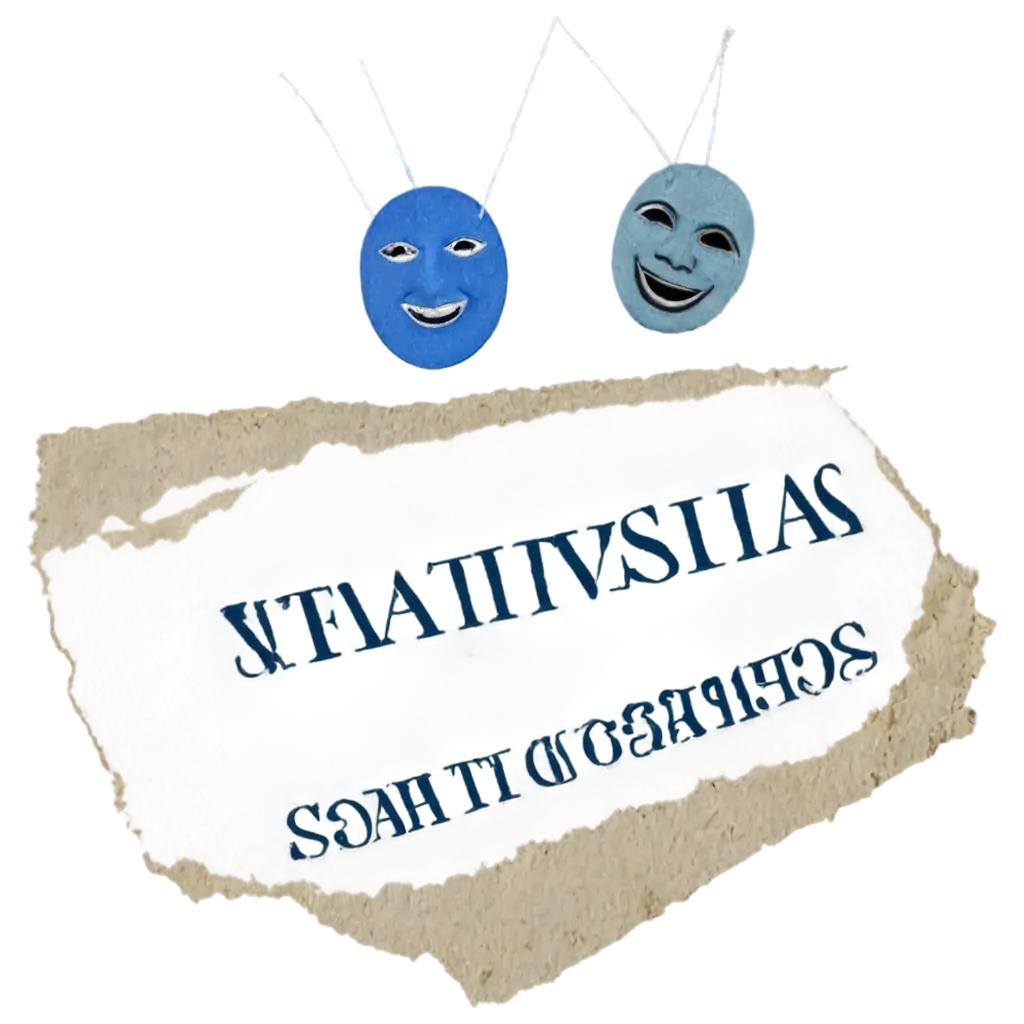 PNG-Image-of-Blue-Old-Document-Stamp-with-Teatraviesas-Text-Puppet-and-Theatre-Masks