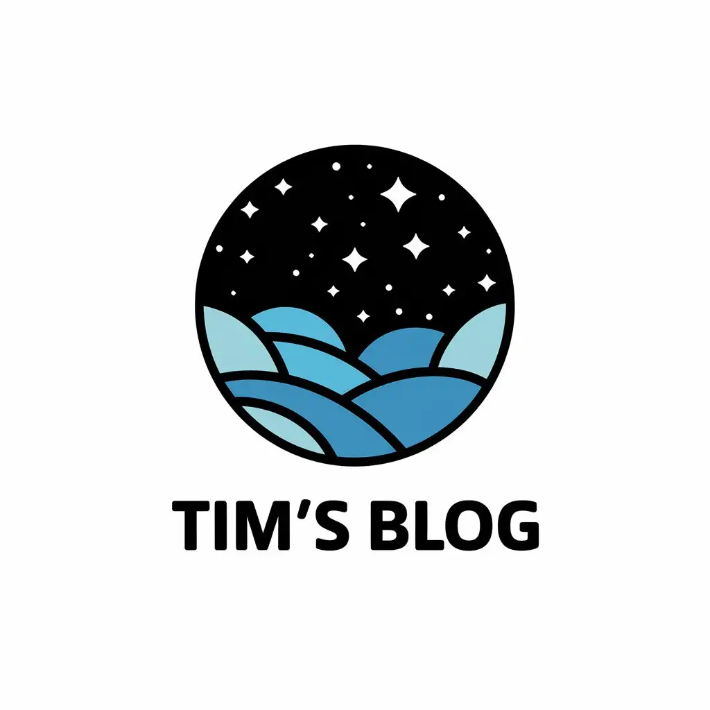 LOGO Design for Tims Blog Starry Sky Round Shape in Tech Industry Theme