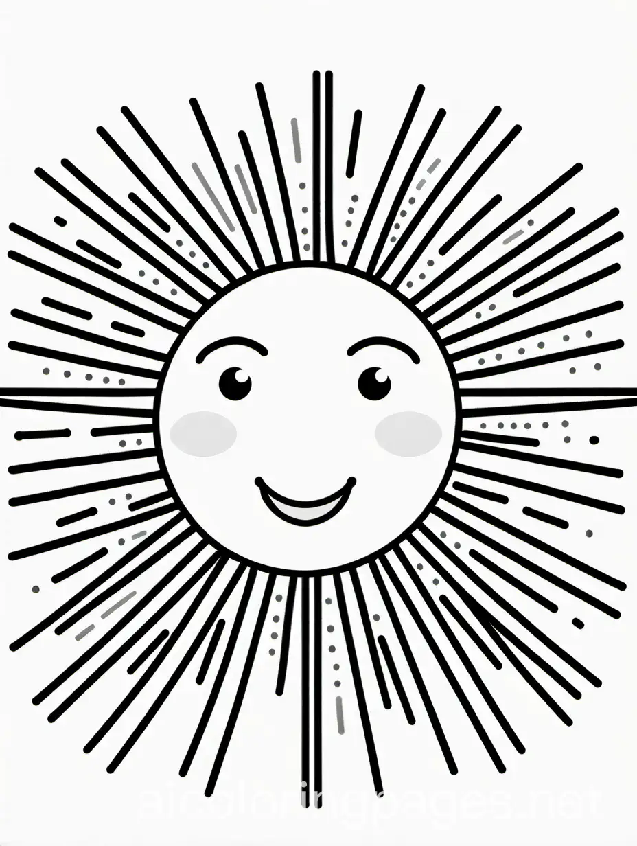 sun, Coloring Page, black and white, line art, white background, Simplicity, Ample White Space. The background of the coloring page is plain white to make it easy for young children to color within the lines. The outlines of all the subjects are easy to distinguish, making it simple for kids to color without too much difficulty