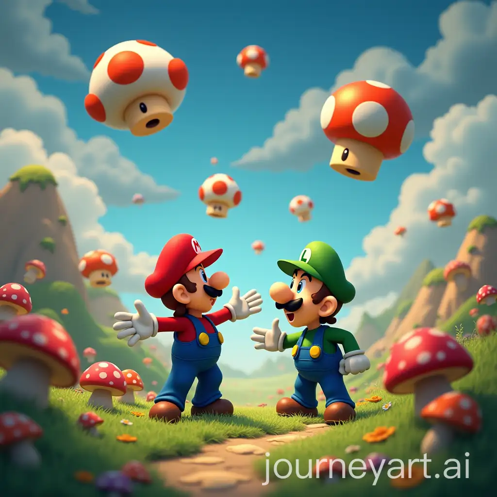 Mario-and-Luigi-in-a-Dreamlike-Mushroom-Land-with-Floating-Objects