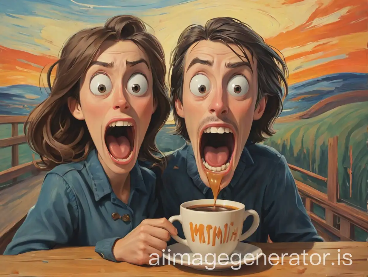 Italian-Character-Enjoying-Coffee-with-The-Scream-Inspired-Design