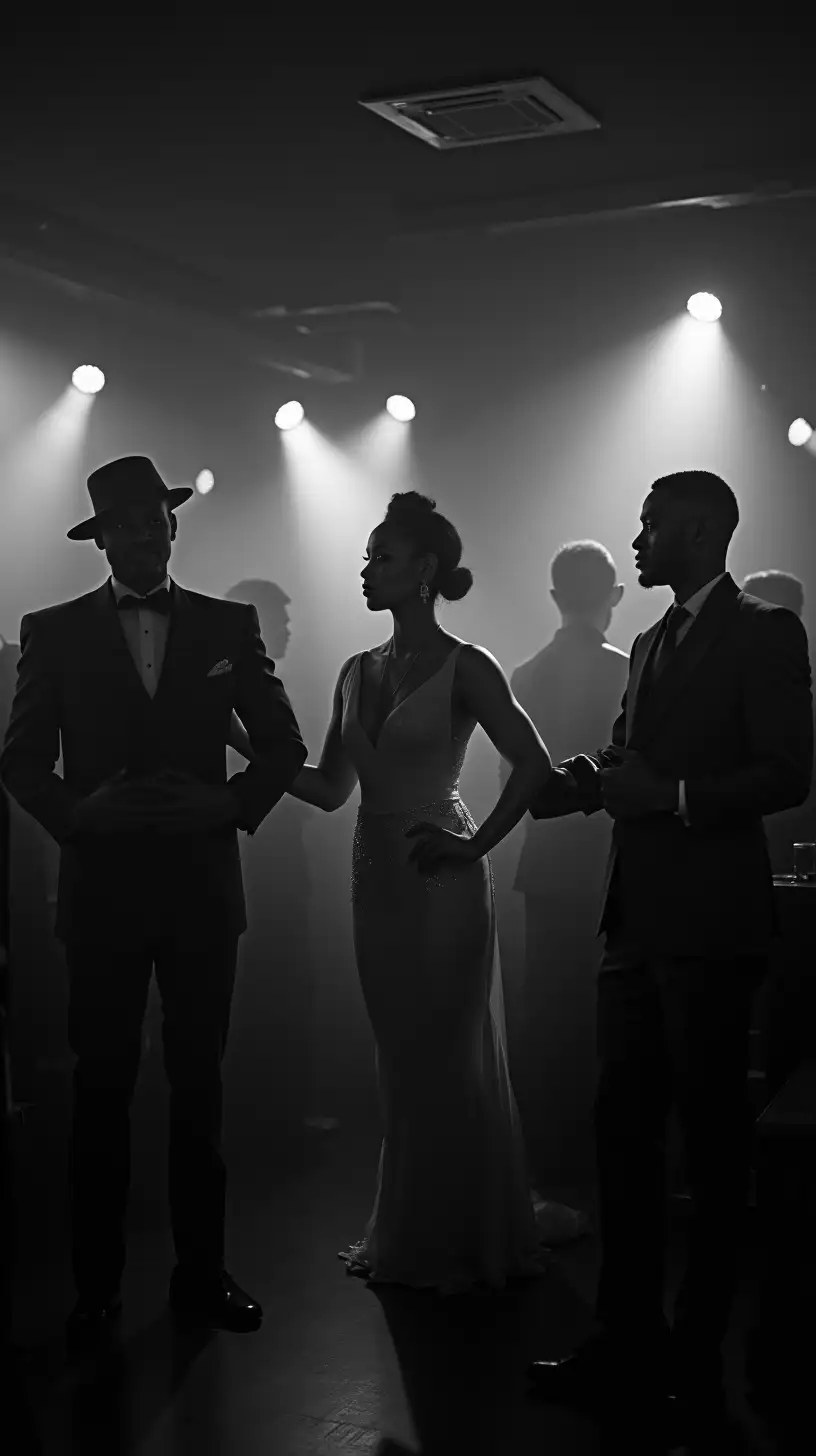 Vintage Jazz Club Scene with Elegant African American Patrons