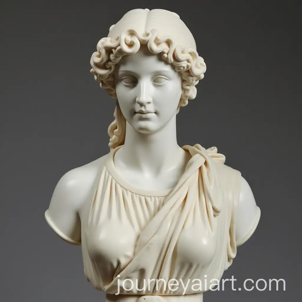 Marble-Statue-of-a-Feminine-Greek-God-with-Headdress-and-Curly-Hair