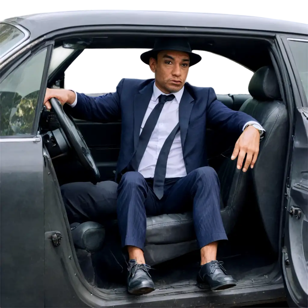 Stylish-Gangster-PNG-A-Man-Sitting-on-a-Car-Bonnet