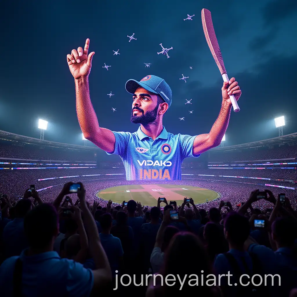 Virat-Kohli-Portrait-Drone-Show-in-Bangalore-Stadium-at-Night