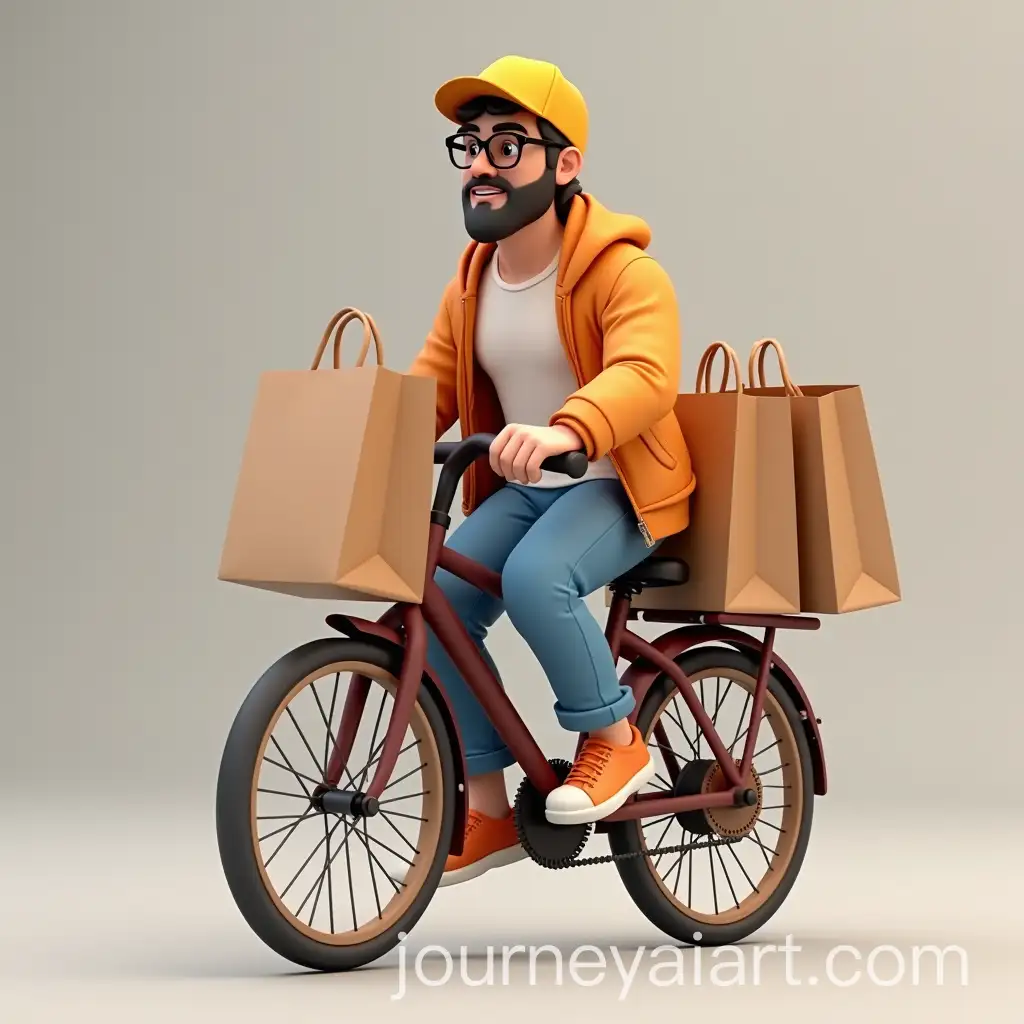 Trendy-Delivery-Man-with-Shopping-Bags-on-Bike-in-Hyper-Realistic-3D