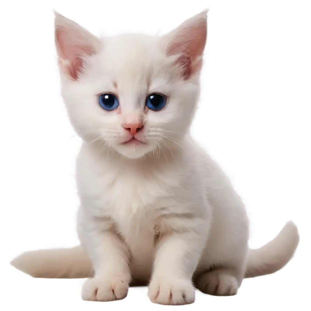 a funny white kitten, sitting