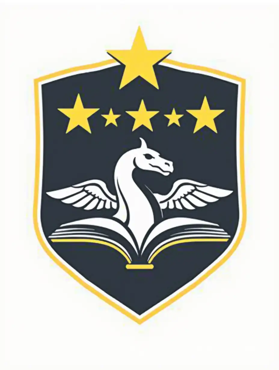 ShieldShaped-Logo-with-Golden-Stars-HighSpeed-Train-Engine-and-Roc-with-Spread-Wings