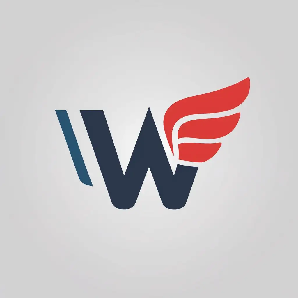 LOGO Design For W Minimalist Letter W with Colored Wing Symbol