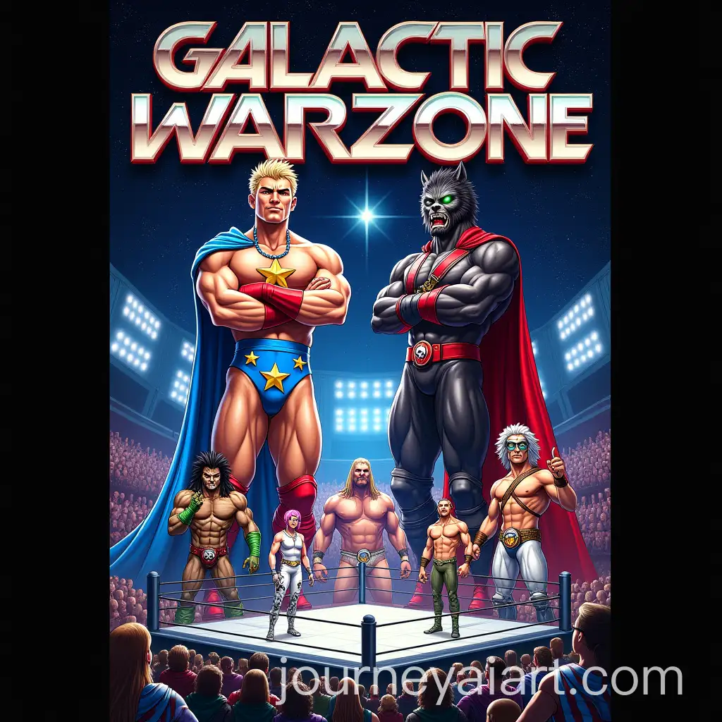 Epic-SciFi-Wrestling-Poster-for-Galactic-Warzone-Featuring-Heroic-andAI-Image-Prompt-Expansion-Villain-Wrestlers-in-Outer-Space