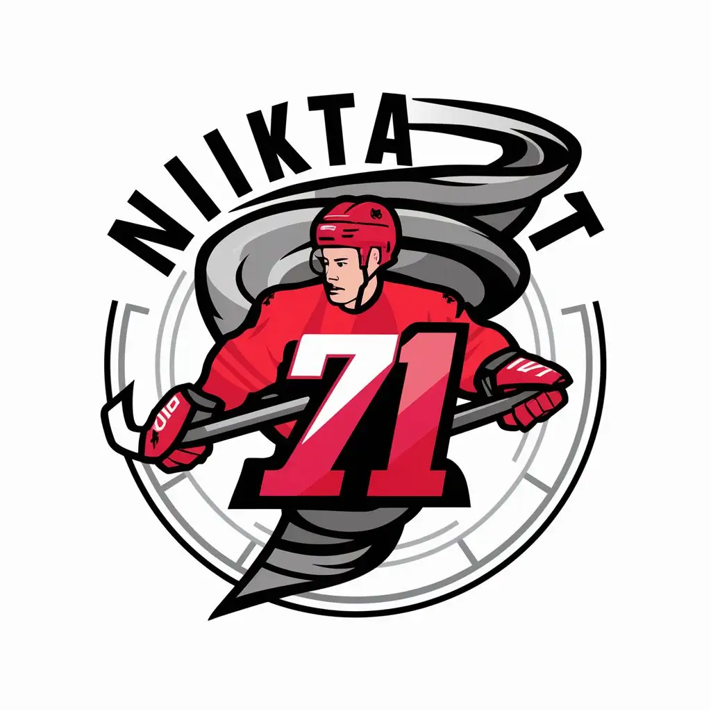 LOGO-Design-for-Nikita-71-Red-Hockey-Player-with-Tornado-Theme