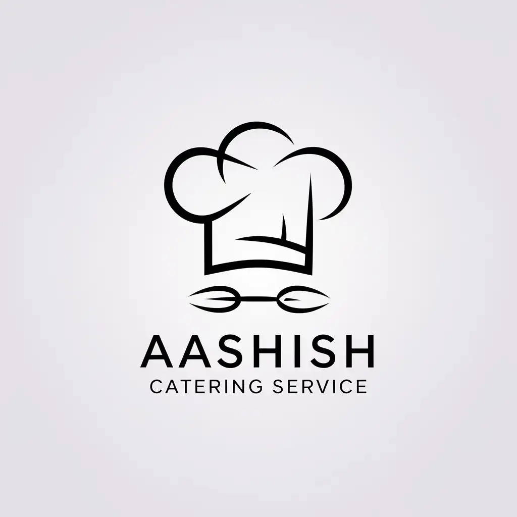 LOGO Design For Aashish Catering Service Chef Hat Icon in Minimalistic Style for Restaurant Industry