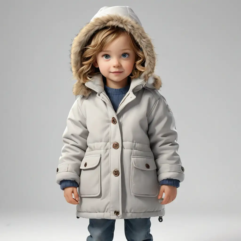 Winter Childrens Coat Realistic Illustration on White Background