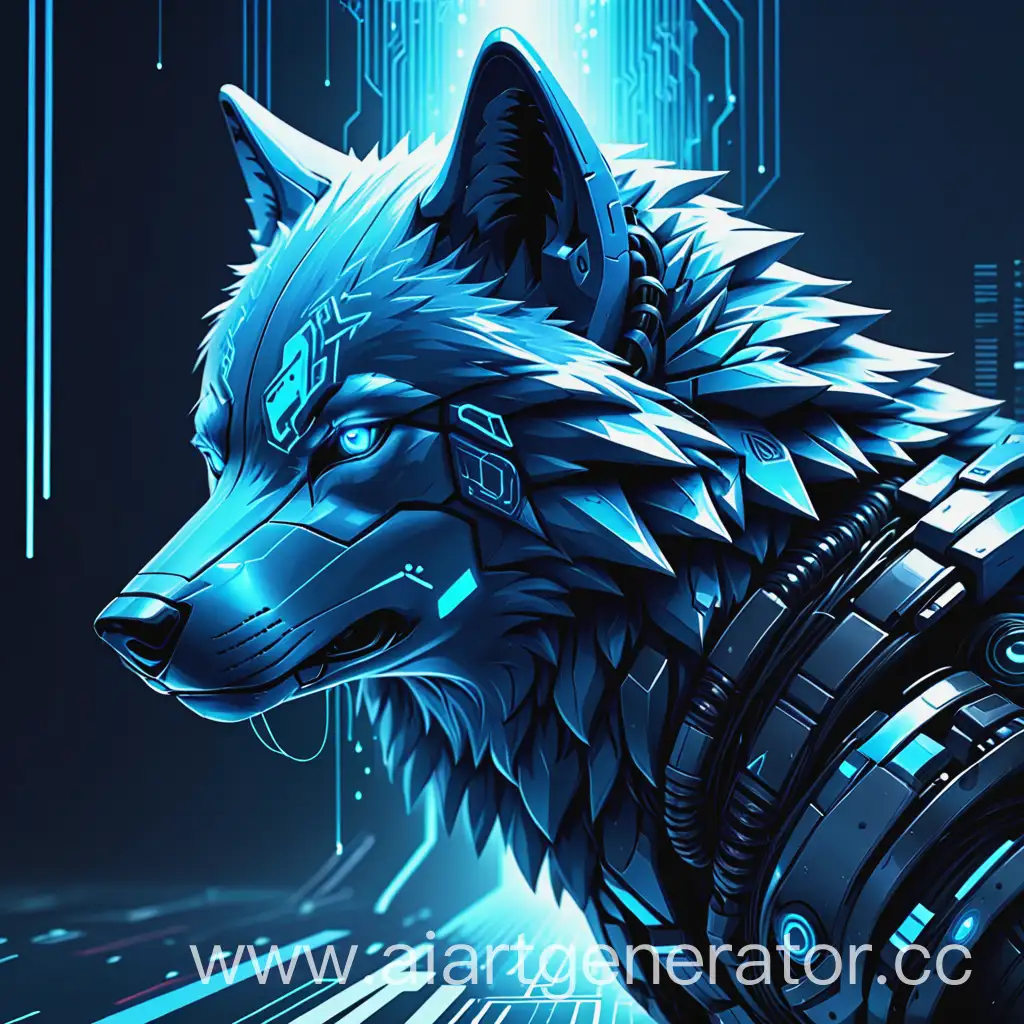 Blue wolf art cyber