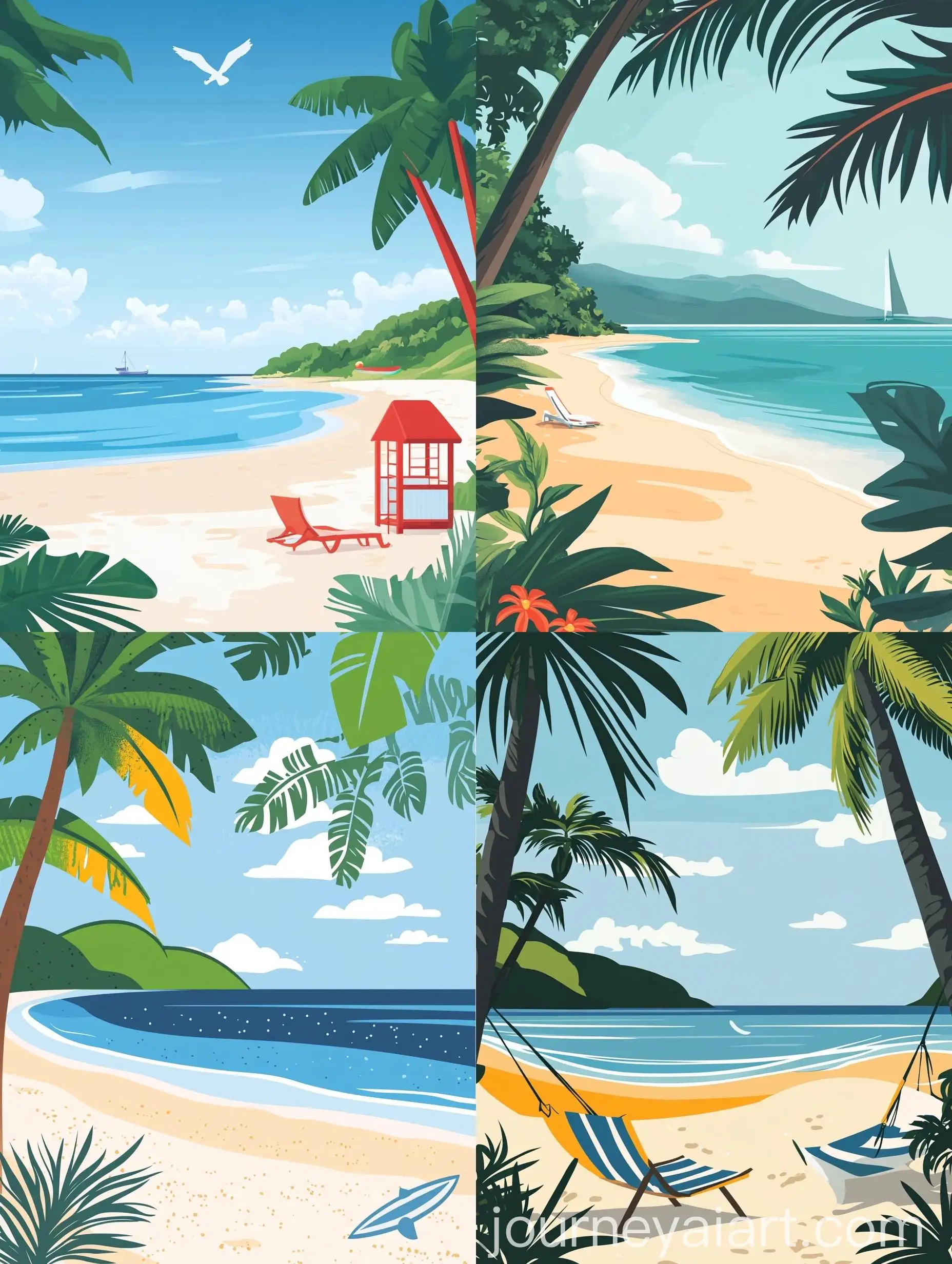 Flat-Style-Beach-Vector-Illustration-for-Holiday-Destinations