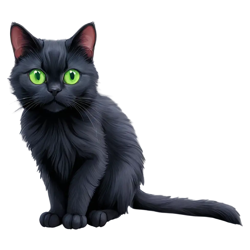 Anime-Black-Cat-with-Green-Eyes-PNG-High-Quality-andAI-Art-Prompt-Analysis-Versatile-Image-for-Digital-Projects