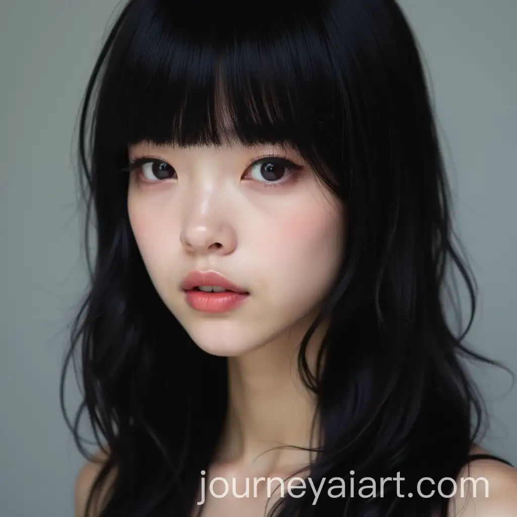 Portrait-of-a-Woman-with-Black-Hair-and-Straight-Bangs