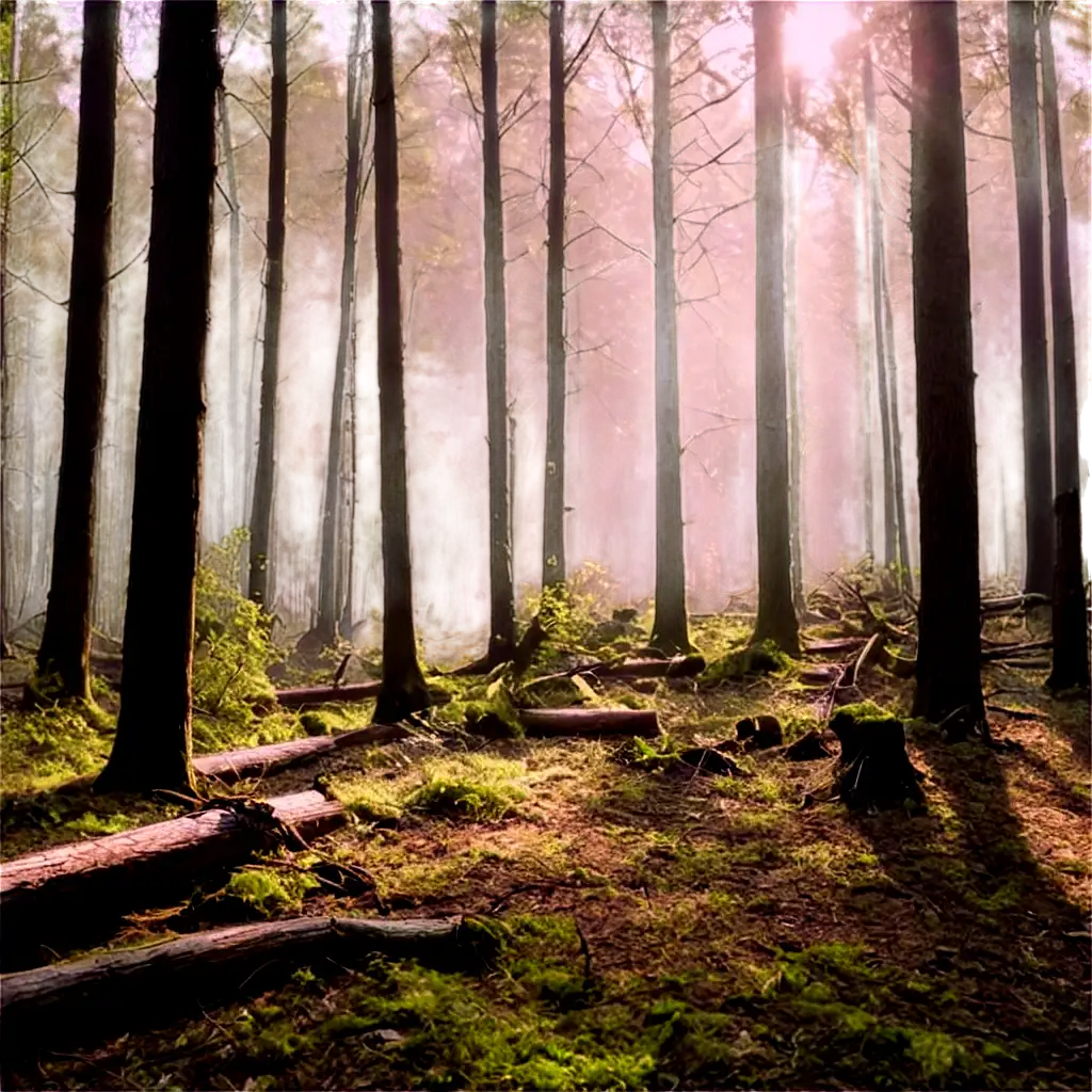 Captivating-Forest-with-Fallen-Trees-and-Sunbeam-PNG-Image-for-Enhanced-Clarity