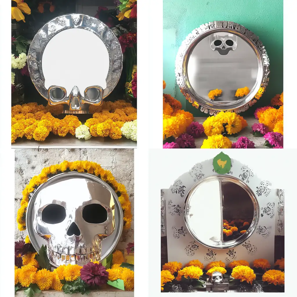 Colorful-Altar-de-Muertos-with-Vibrant-Flowers-and-Traditional-Elements