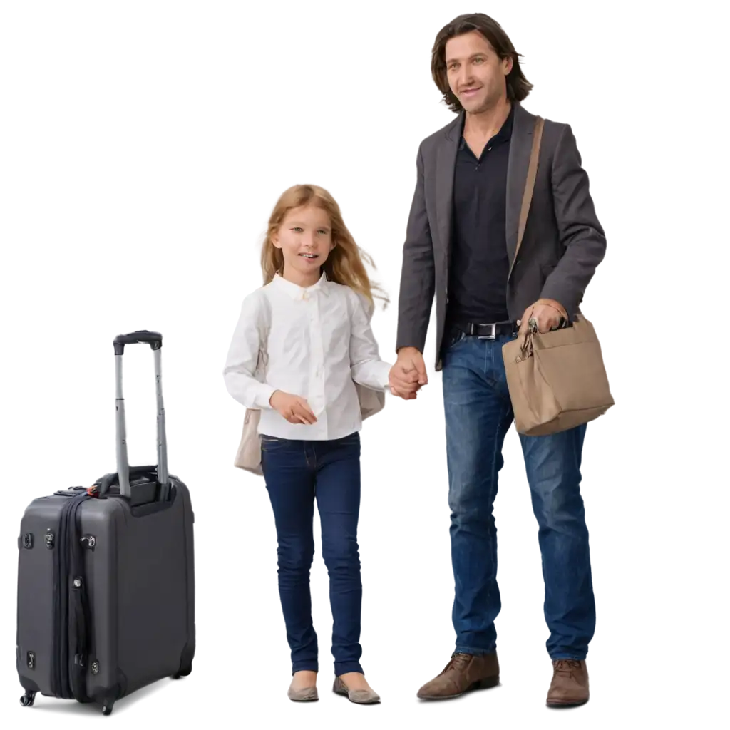 Professional family arriving at an airport in the United States 