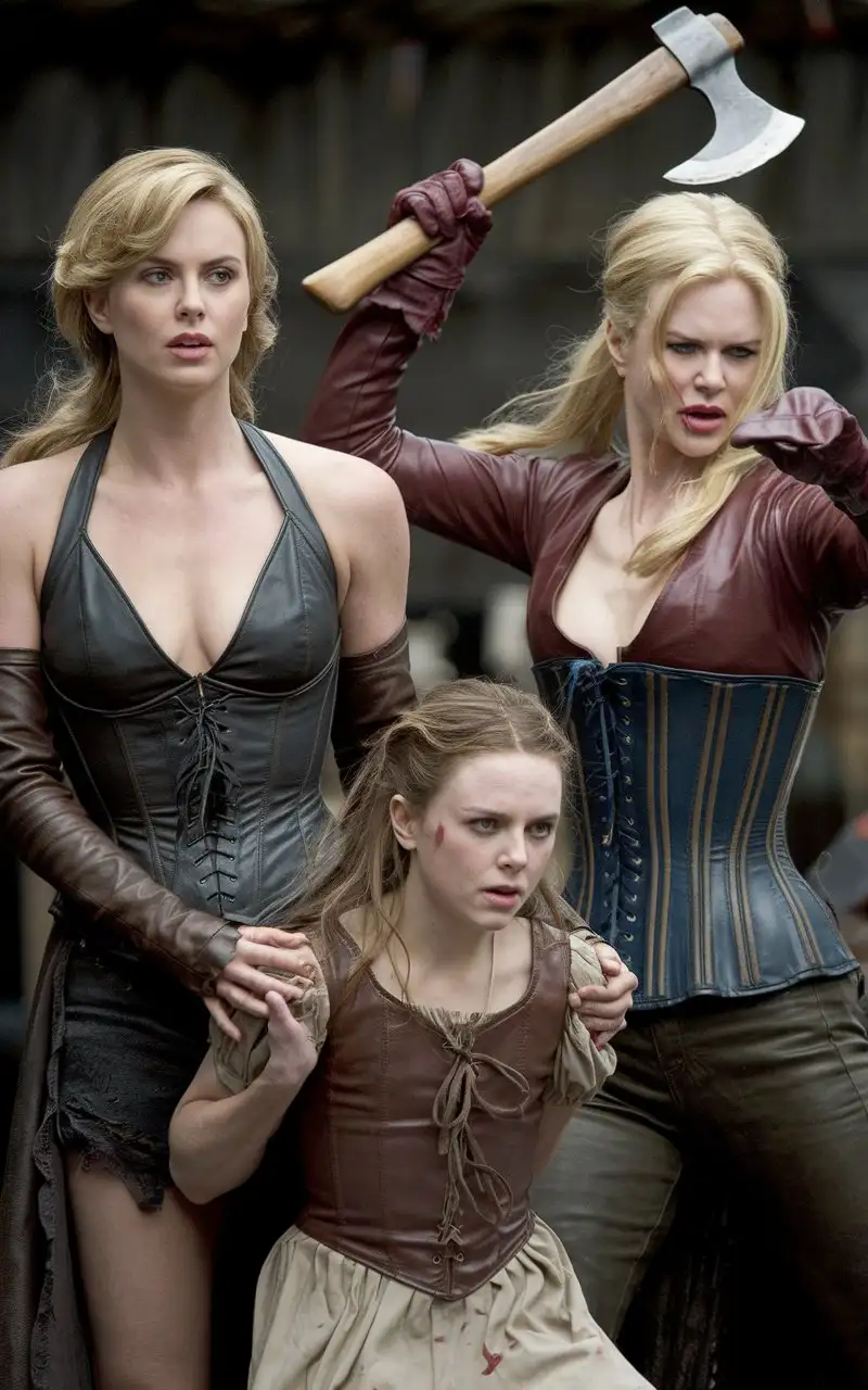 Sultry-Executioners-Charlize-Theron-and-Nicole-Kidman-in-Leather-Corsets