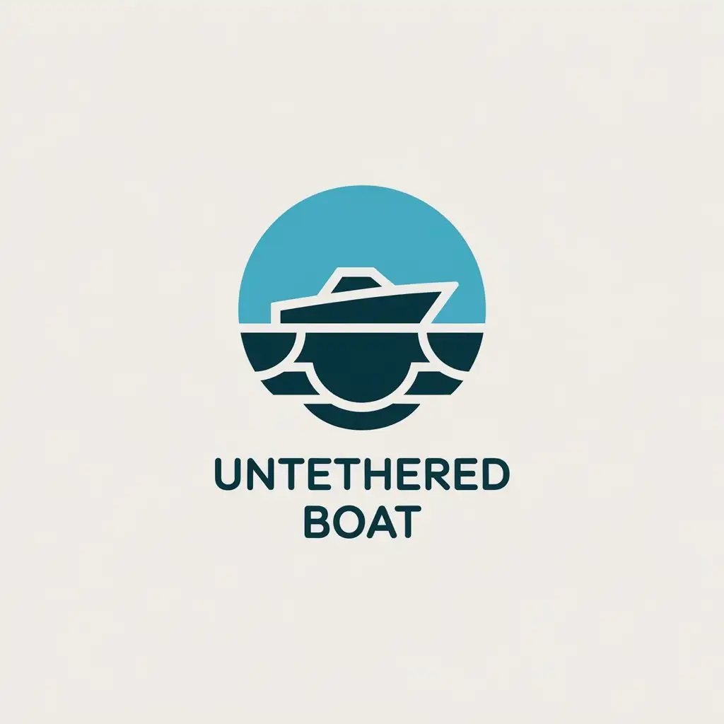 a vector logo design,with the text "untethered boat", main symbol:small boat,Moderate,clear background