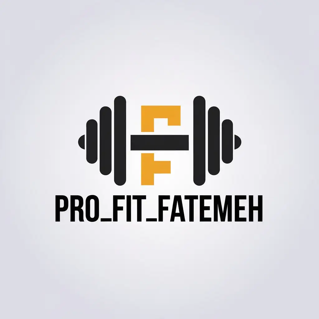 a vector logo design,with the text "Pro_fit_fatemeh", main symbol:dumbbell for shaping women's bodies,Minimalistic,be used in Sports Fitness industry,clear background