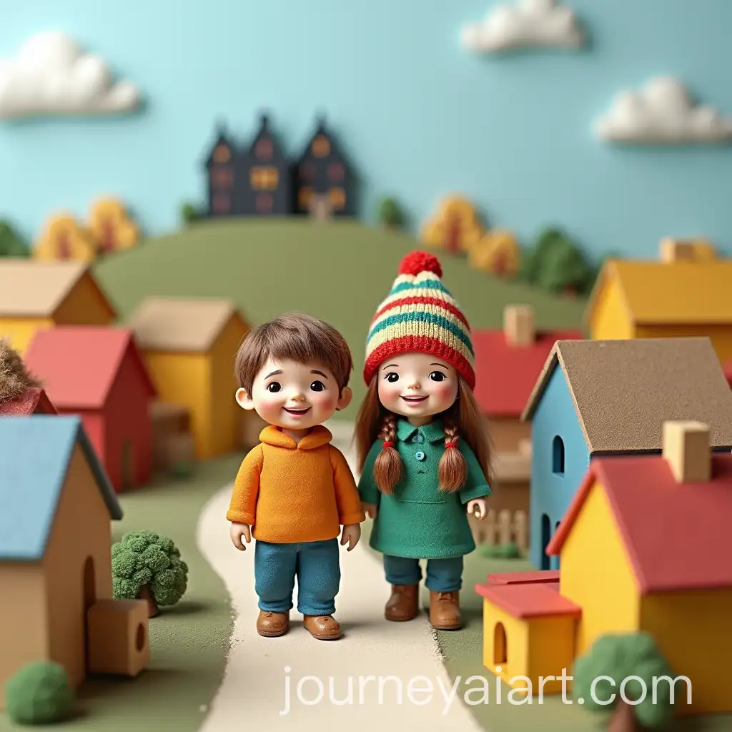 Young-Boy-and-Woman-ExploringAI-Image-Prompt-Expansion-Model-American-Town-with-Hilltop-Mansion-in-Background