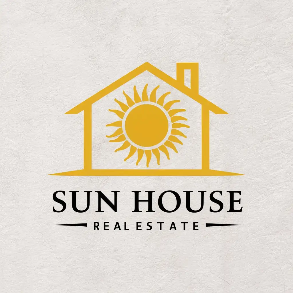 a vector logo design,with the text "sun house", main symbol:sun,Moderate,be used in Real Estate industry,clear background