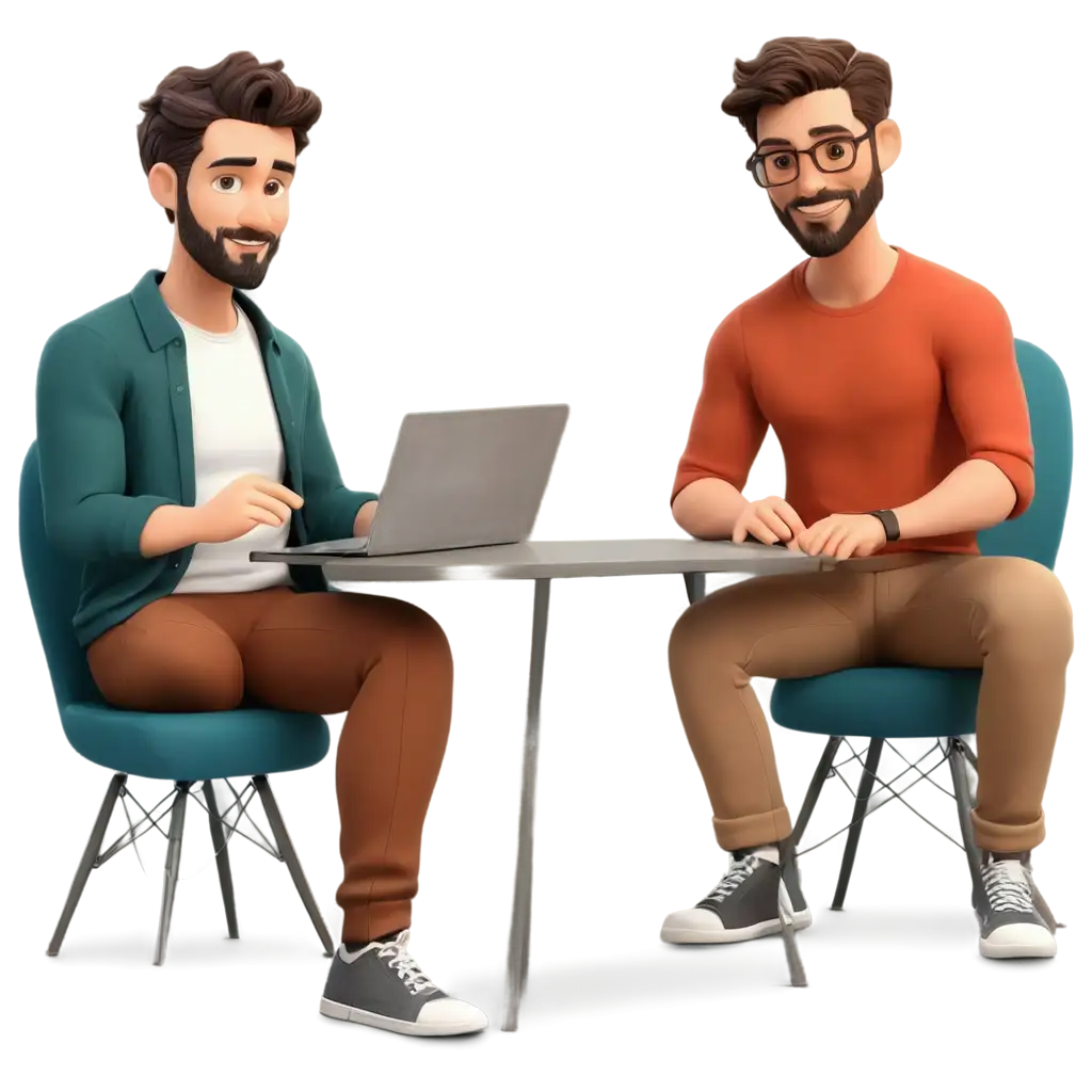 YoungPNG-Image-Usage-Analysis-Adult-Men-Collaborating-on-a-Laptop-PNG-Cartoon-Illustration-for-Professional-Design