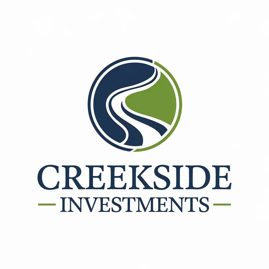 LOGO Design For Creekside Investments Elegant Creek and Real Estate Theme in Blue and Green