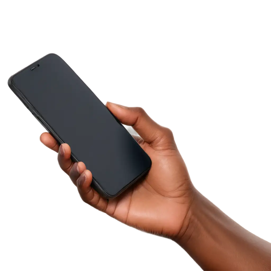 Modern-DarkSkinned-Hand-Holding-Smartphone-PNG-Image