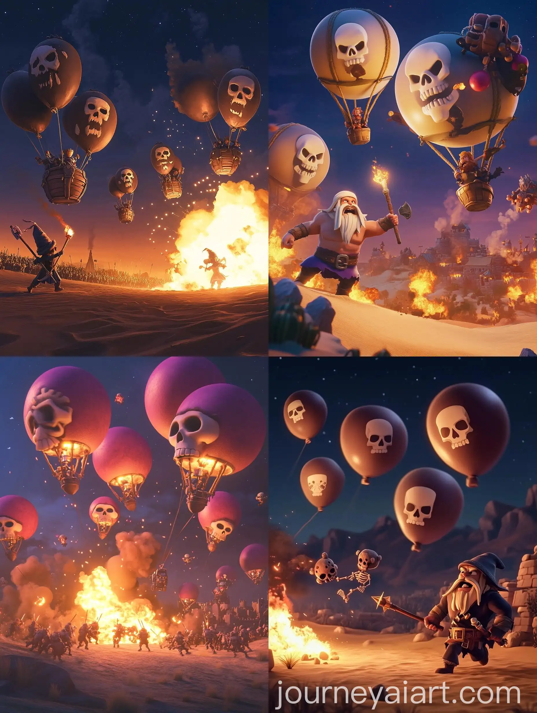 Clash-of-Clans-Night-Battle-with-Balloon-Bombs-and-Wizard-Magic