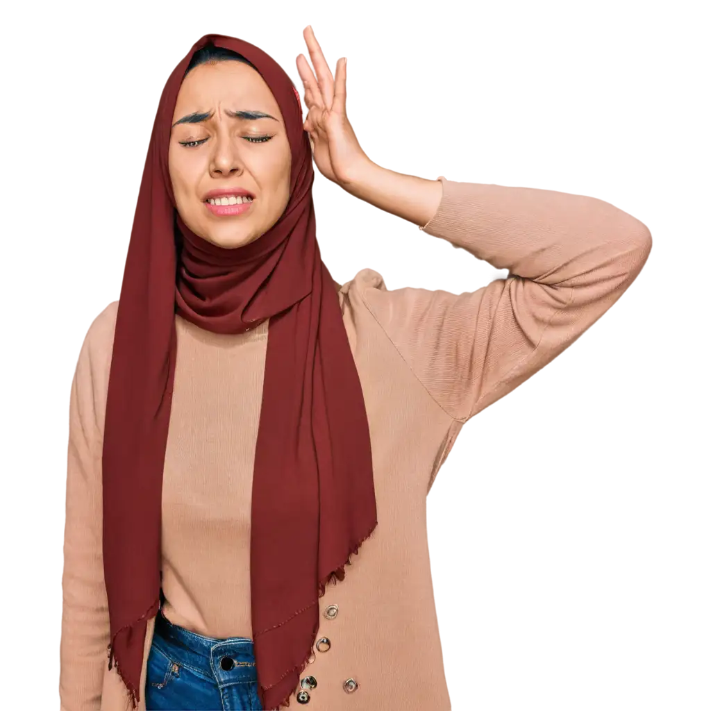 Emotive-PNG-Image-of-Girl-Crying-while-Removing-Her-Hijab-Powerful-Visual-Narrative