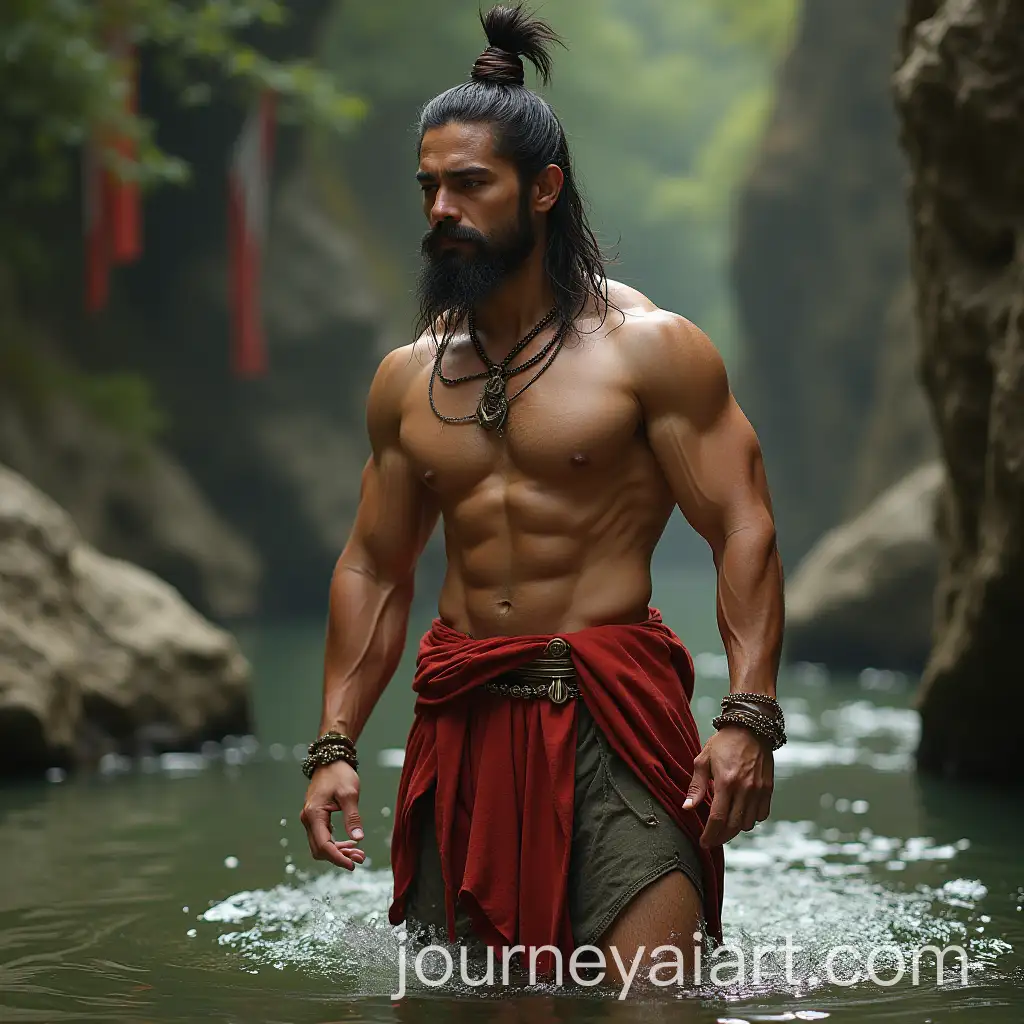 Muscular-Asian-Man-as-Fontus-Roman-God-of-Springs