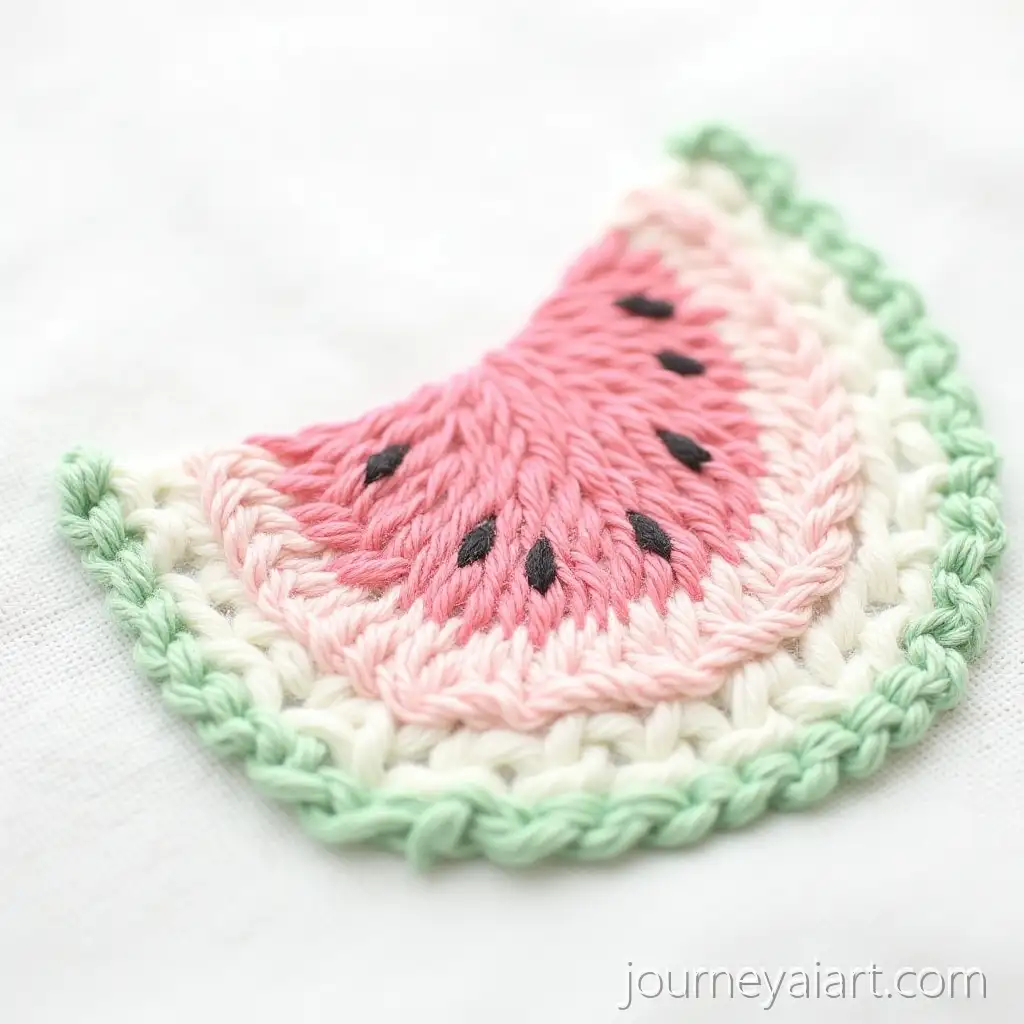 Handcrafted-Embroidered-WaterAI-Image-Prompt-Expansionmelon-Slice-on-White-Cotton-Fabric