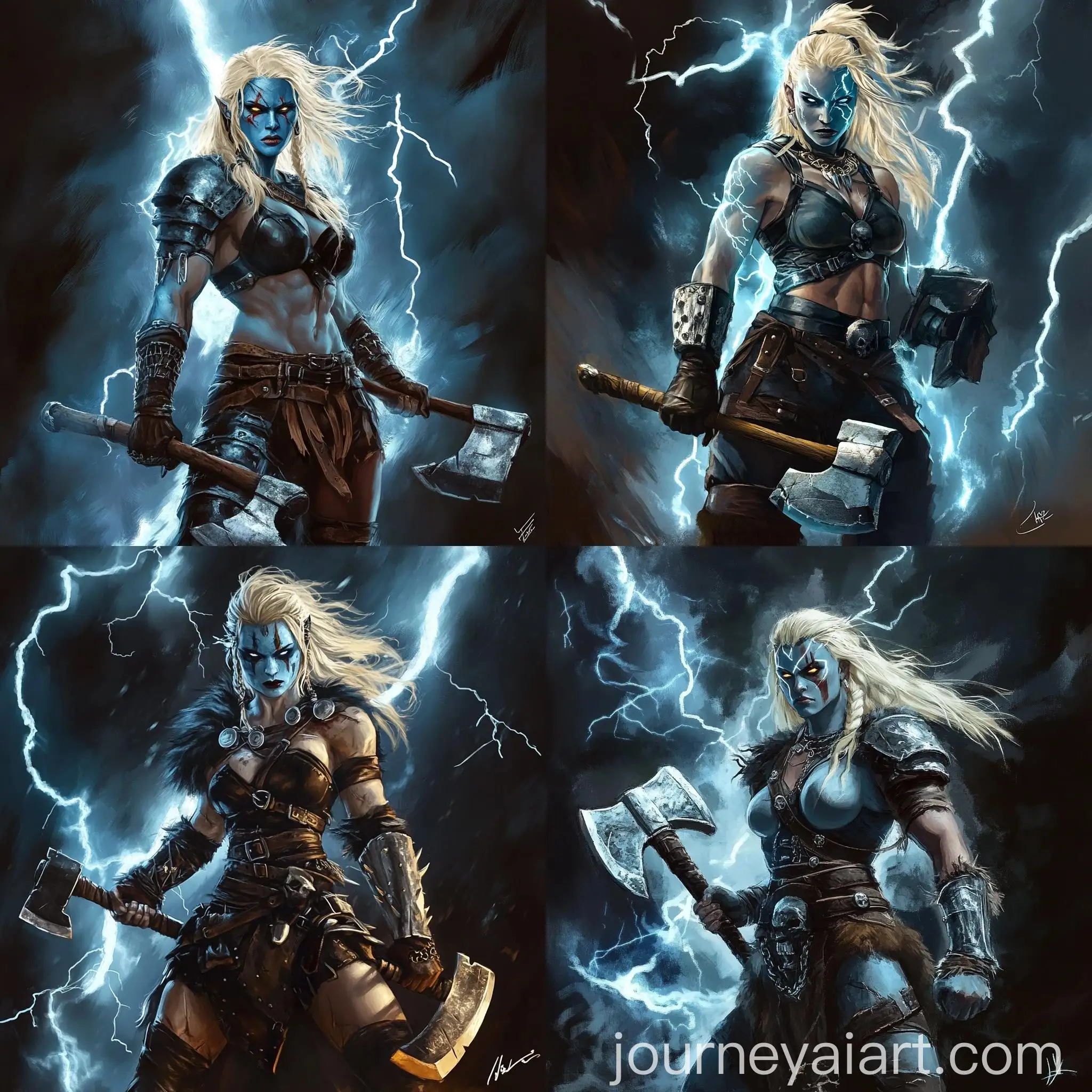 Powerful-Woman-in-Lightning-Armor-with-Axe