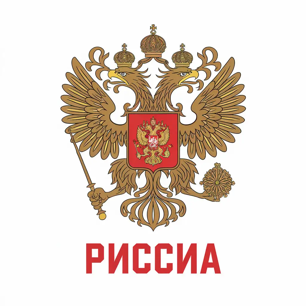 a vector logo design,with the text "Russia", main symbol:Alternative coat of arms for Russia,Minimalistic,clear background