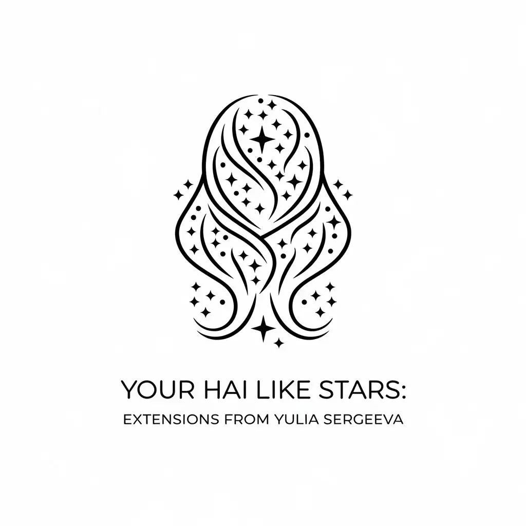 a vector logo design,with the text "Your Hair Like Stars: Extensions from Yulia Sergeeva", main symbol:hairstyle,complex,be used in Beauty Spa industry,clear background