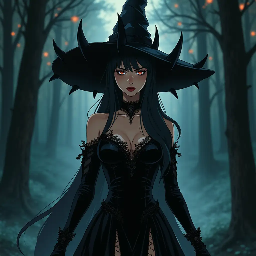 Dark-SorDark-Sorceress-Portraitceress-in-Gothic-Dress-Surrounded-by-Mysterious-Aura-in-Misty-Forest