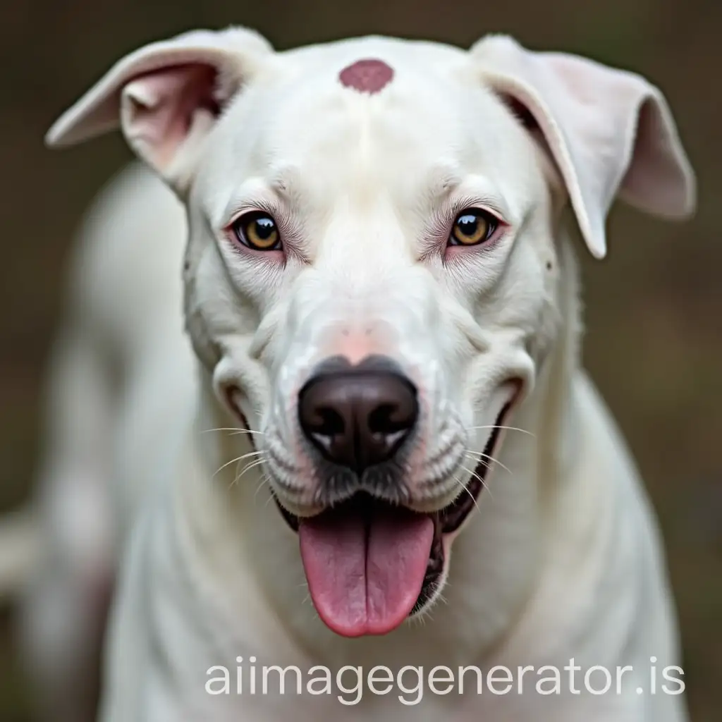 can you make a picture of a dog with a mole above its head breed dogo argentino color white