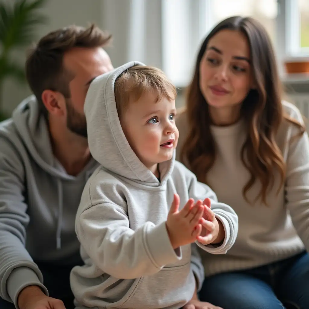 Calm-FamilyAI-Art-Prompt-Expansion-Moment-with-Child-in-Hoodie-Flapping-Hands-and-Parents-Acceptance